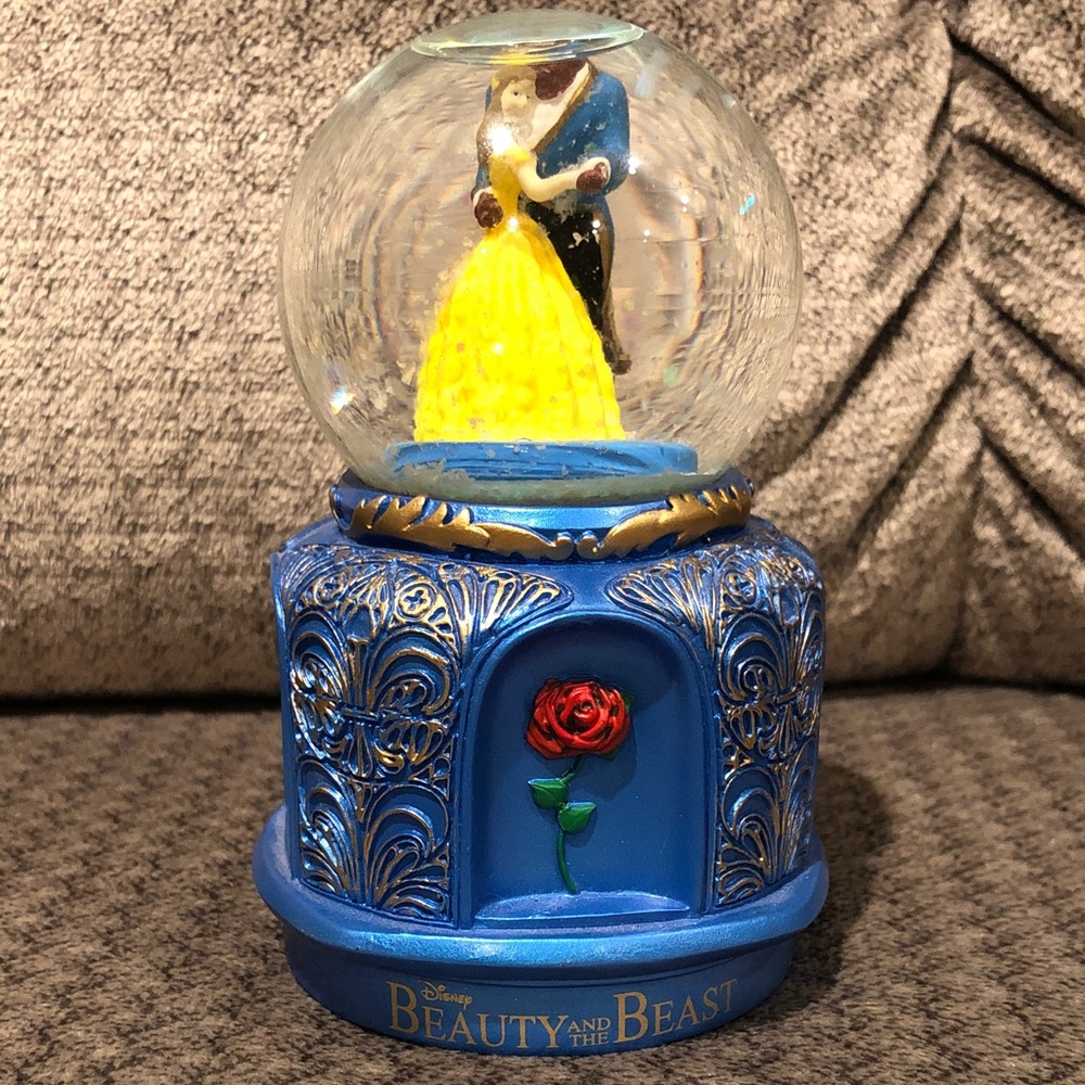 Disney Beauty and the Beast Snow Globe with Red Rose